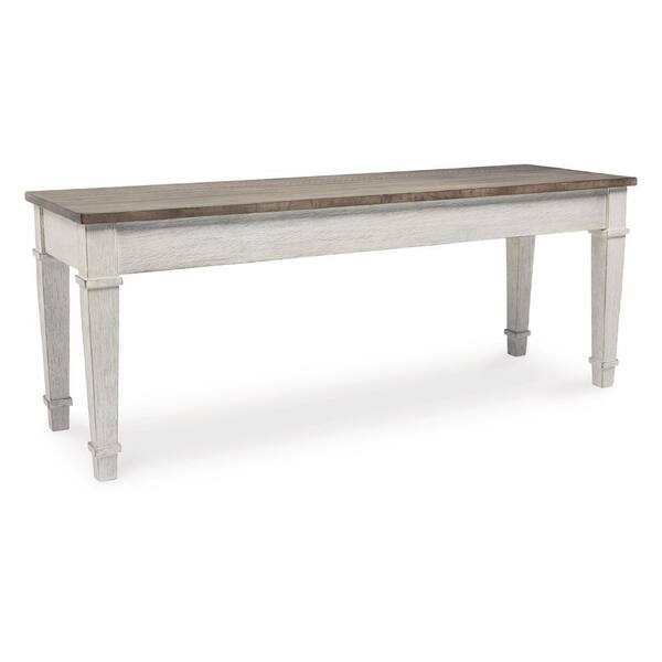 Benjara 48.0 in. Brown and White Dining Bench with Under Seat Storage