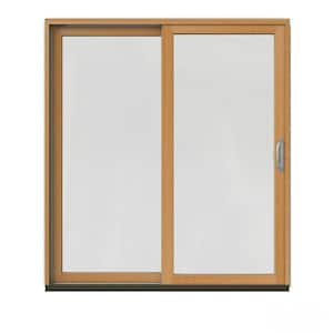 72 in. x 80 in. W-2500 Contemporary Red Clad Wood Left-Hand Full Lite Sliding Patio Door w/Stained Interior
