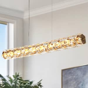 Viniculture 1-Light Dimmable Integrated LED Plating Brass Crystal Chandelier for Dining Room
