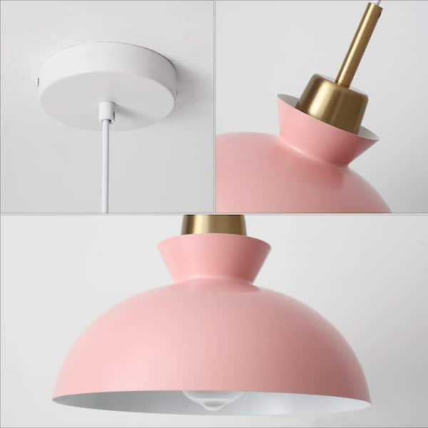 LWYTJO Lustre 11 in. 1-Light Pink Dimmable Modern Industrial Metal