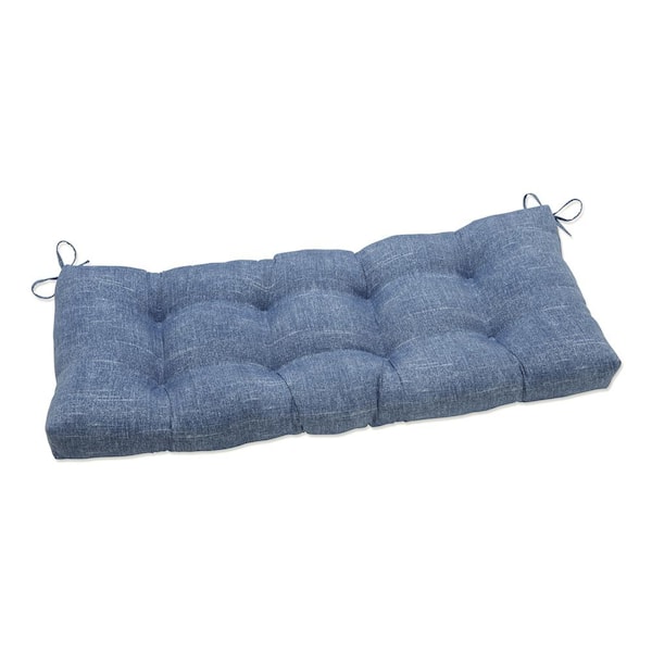 Pillow Perfect Solid Rectangular Outdoor Bench Cushion in Blue