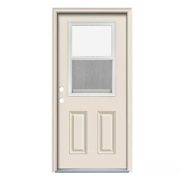 JELD-WEN 36 in. x 80 in. Venting 1/2 Lite Primed Steel Prehung Right-Hand Inswing Entry Door