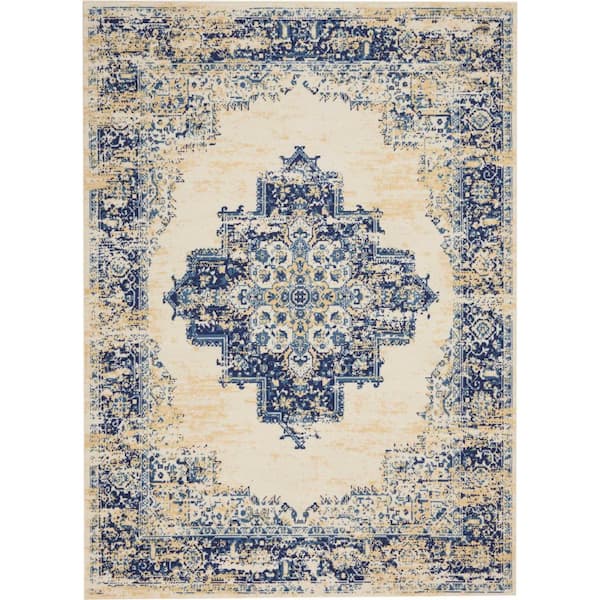 Nourison Grafix White 5 ft. x 7 ft. Persian Farmhouse Area Rug