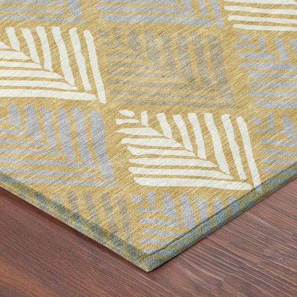 Chantille Machine Washable Indoor/Outdoor Abstract ACN2818 Gold 2 ft. x 3 ft. Accent Rug