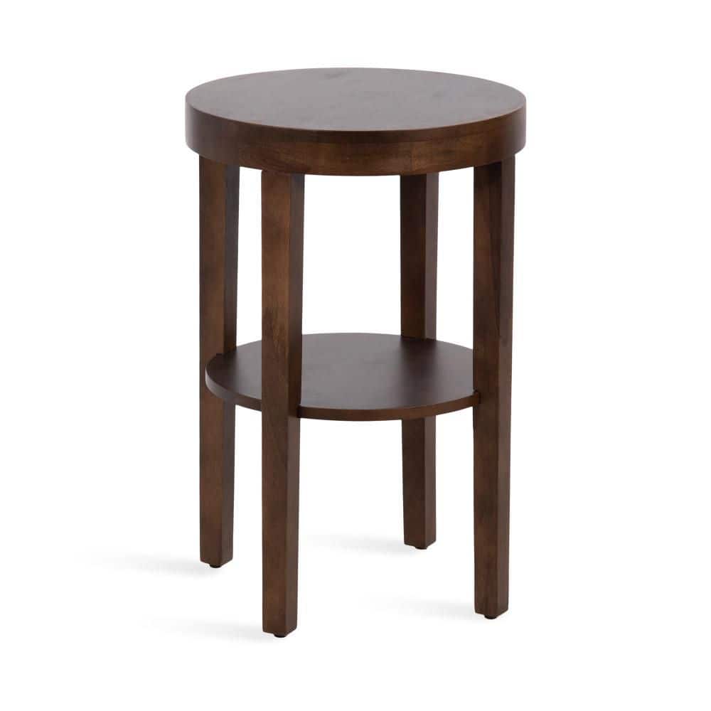 Talcott 16 in. Dark Brown Round Solid Wood End Table