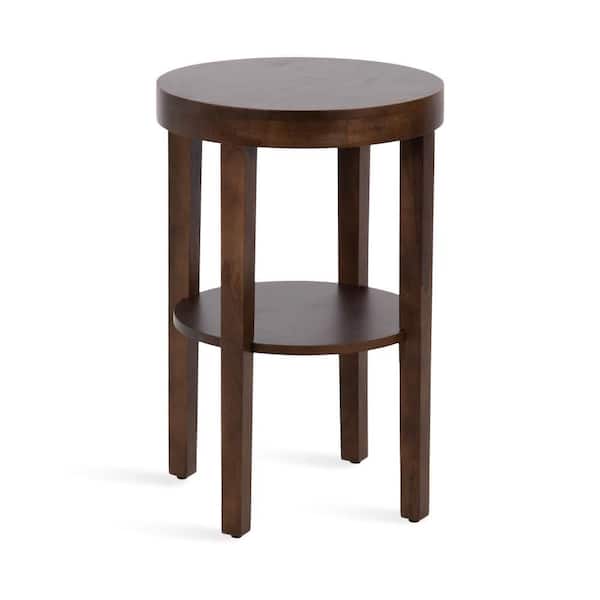 Talcott 16 in. Dark Brown Round Solid Wood End Table