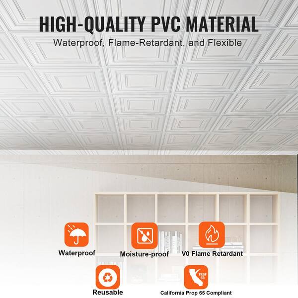 VEVOR Ceiling Tiles, 12-Pack 24 in. x 24 in., Drop Ceiling Tiles 
