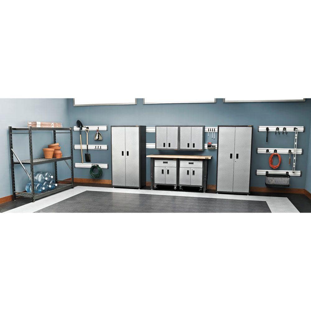 Silver Tread Steel Wall-Mount Office Cabinet with Adjustable Shelves