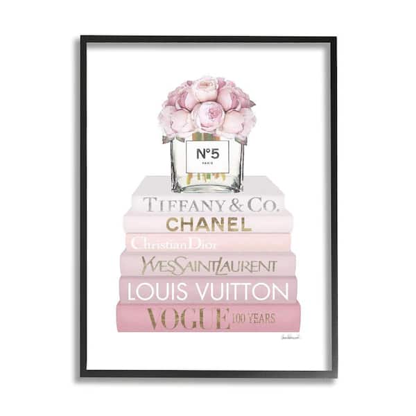 Stupell Industries Pink Rose Bouquet Fashion Style Bookstack By Amanda Greenwood Framed Print Abstract Texturized Art 11 in. x 14 in.
