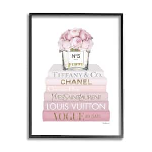 Pink Rose Bouquet Fashion Style Bookstack By Amanda Greenwood Framed Print Abstract Texturized Art 16 in. x 20 in.