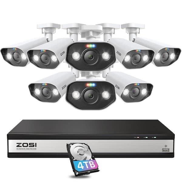 16-Channel 4K 4TB POE NVR Surveillance System with Person Vehicle Detection, 8 Wired 5MP Outdoor Bullet Cameras