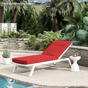 71 in. x 21 in. x 4 in. Outdoor Water-Resistant Replacement Chaise Lounge Seat Cushion Red