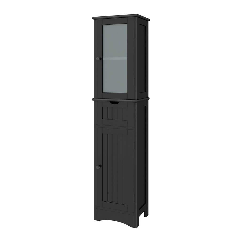 Costway 15.5 in. W x 12 in. D x 67 in. H Black Bathroom Tall