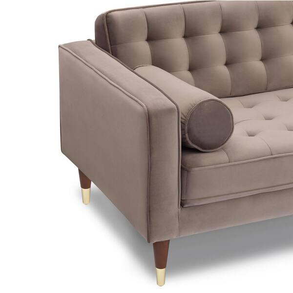 Armen Living Somerset Taupe Velvet Mid Century Modern Right Sectional Sofa Lcsmsetau The Home Depot - Brown Taupe Leather Sectional Sofa Armen Living Somerset Taupe Velvet Mid Century Modern Right Sectional Sofa Lcsmsetau The Home Depot - Brown Taupe Leather Sectional Sofa