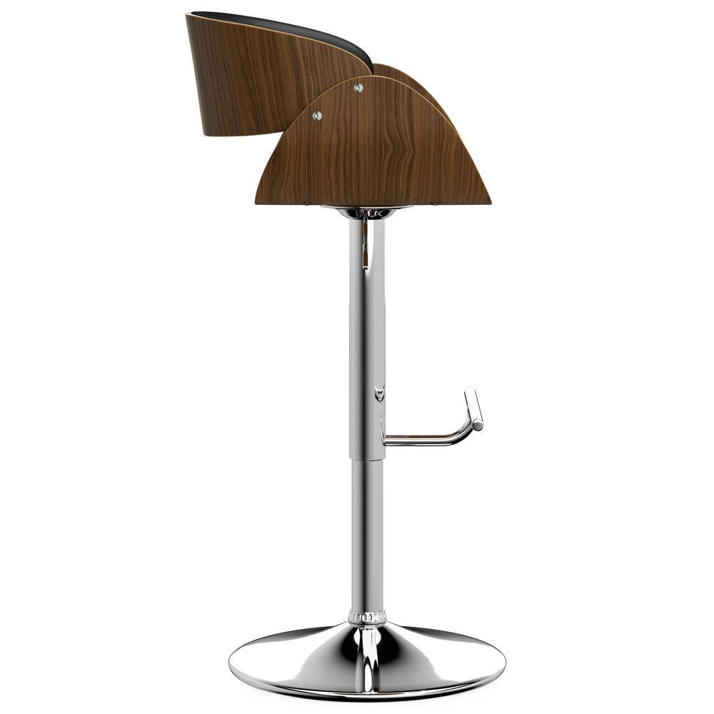 Amery Adjustable Swivel Black Wood and Metal Bar Stool