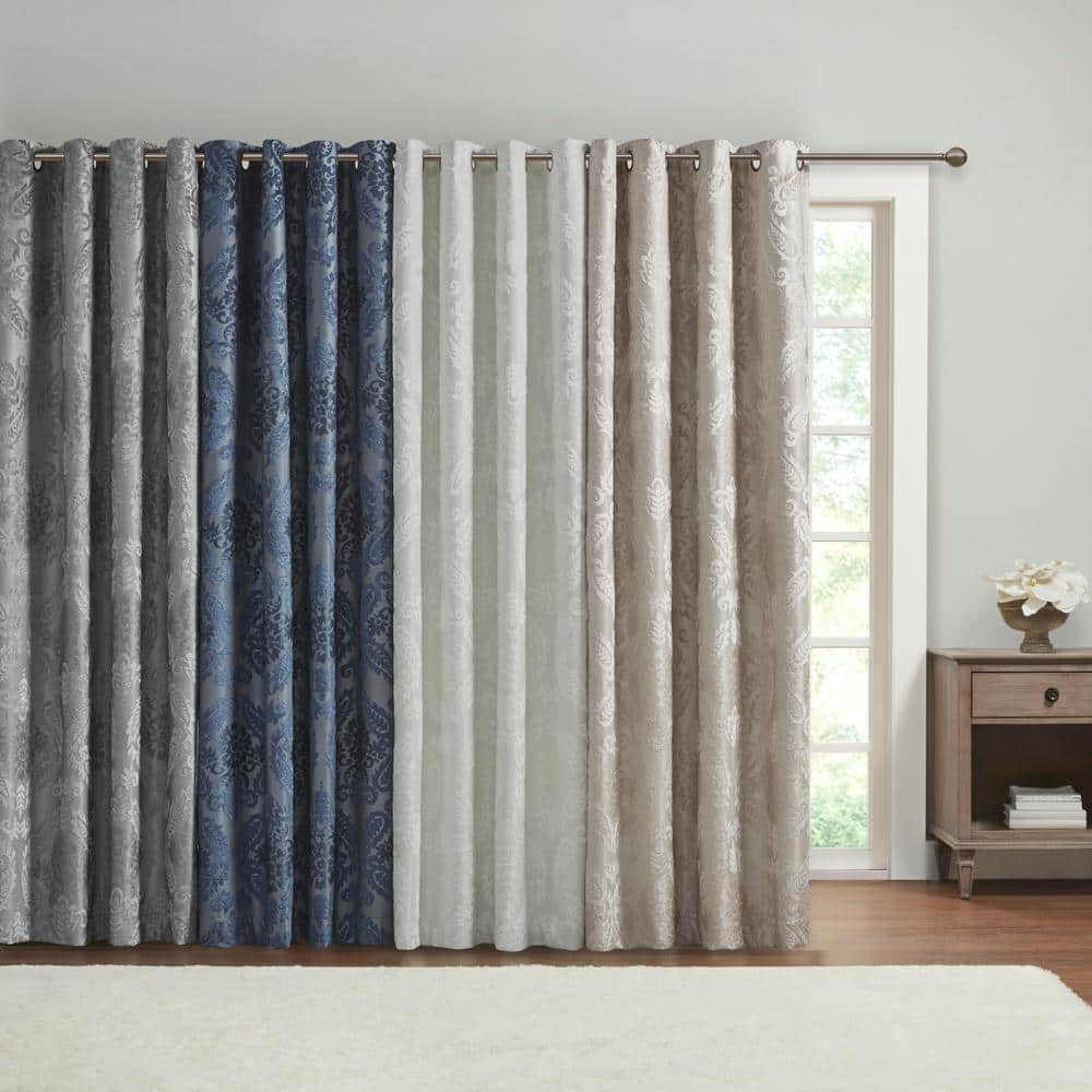 Champagne Jacquard Paisley Blackout Grommet Window Panel, 50" x 95"