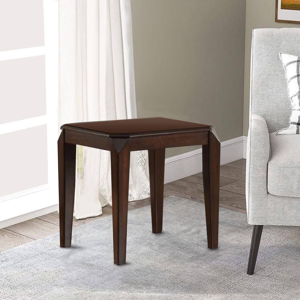 Transitional Walnut Wood Square End Table with Tapered Legs