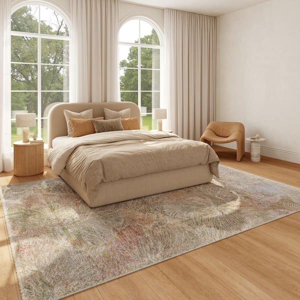 Quaint Harmony Sage Multicolor 9 ft. x 11 ft. Palmette Contemporary Area Rug