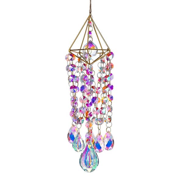 Crystal Light Trap, Window Hanging, Wind Chime Style Indoor and Outdoor Garden Decoration with Hand-Gilded