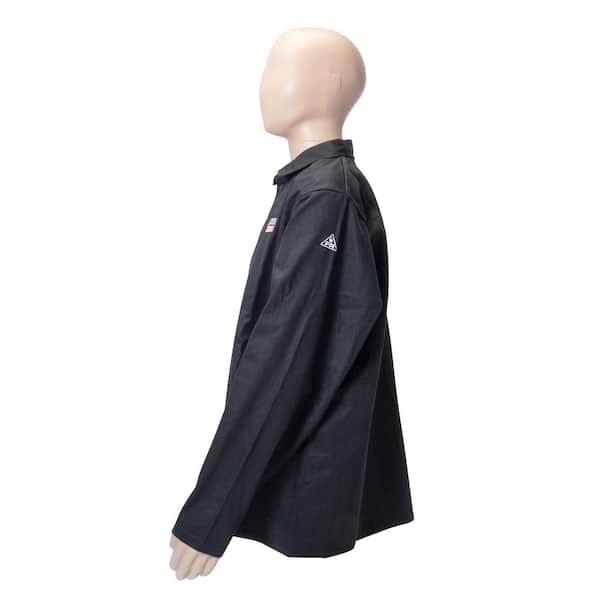 80’s “Hand Made” Welder Coat Lincoln Bright FR Cloth Welding Jacket w/ Leather Sleeves K4690
