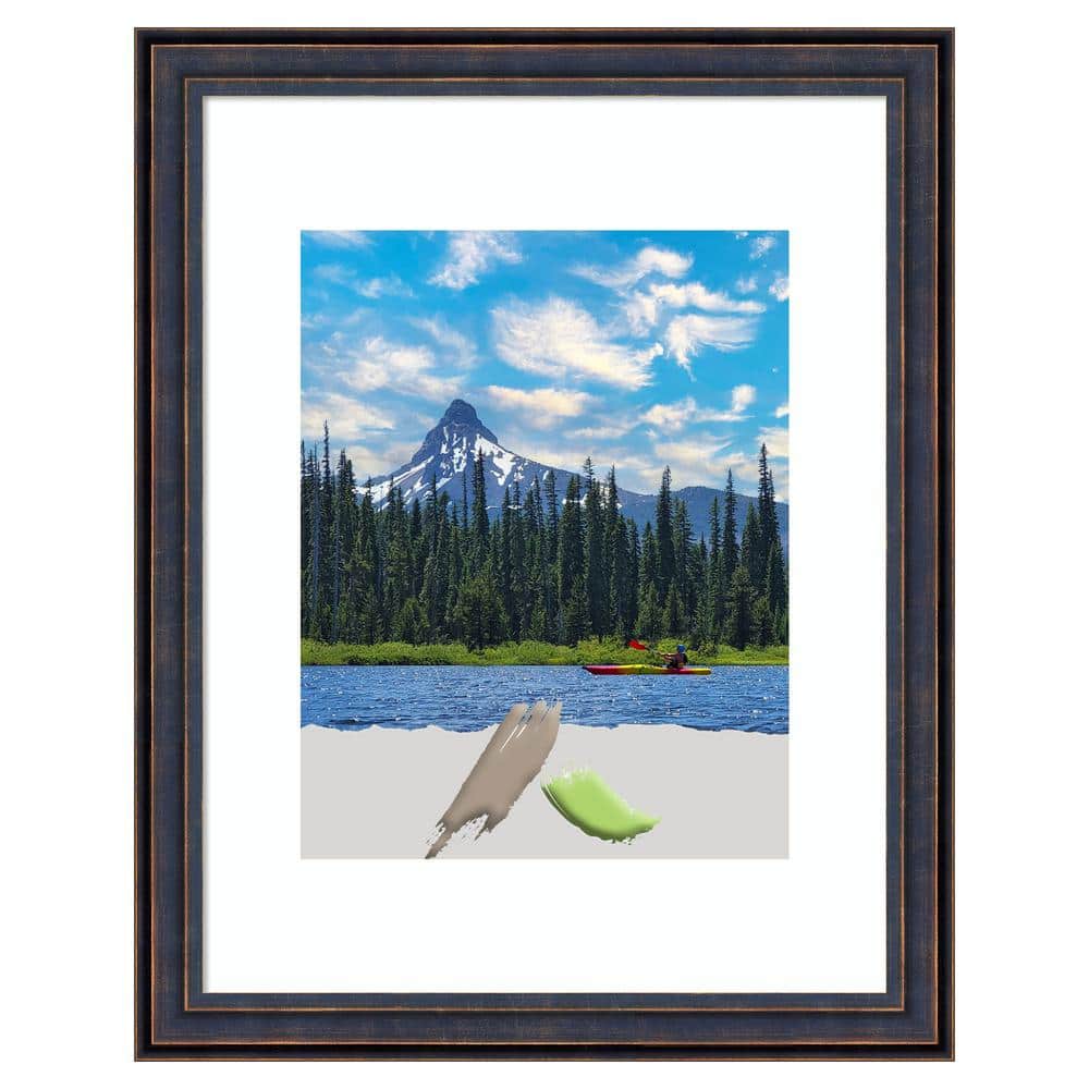 Dark Bronze Scoop Wood Picture Frame with Gold Veining Highlights