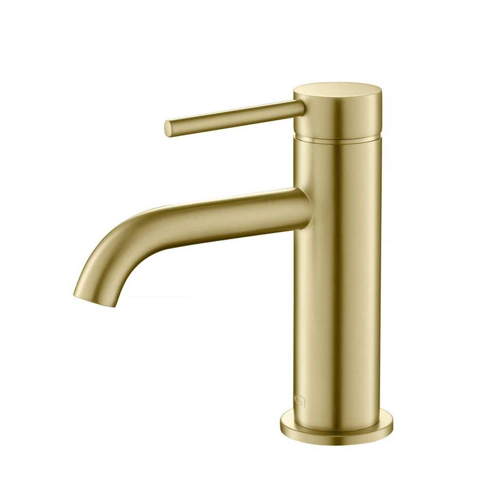 Brushed Gold Brass Single Handle Bathroom Faucet