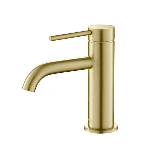 KIBI Circular Single Handle Bathroom Vanity Sink Faucet in Brushed Gold