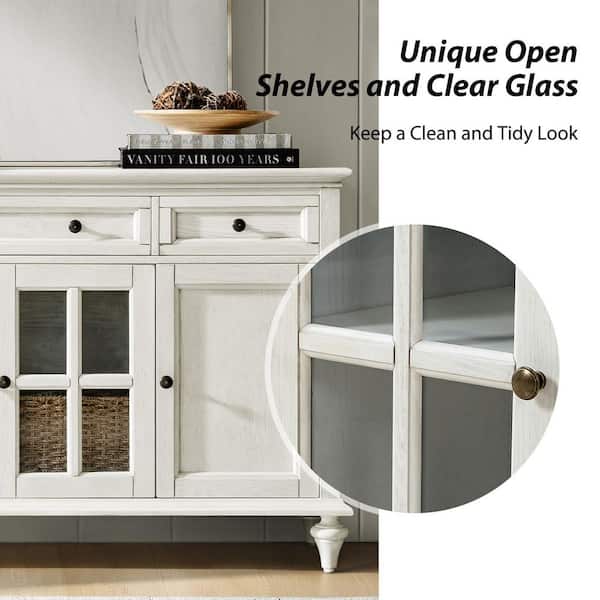 JAYDEN CREATION Nikolaj White 58 in. W 3 Drawer Sideboard with