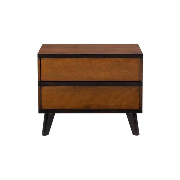 Linon Home Decor Ryan 2-Drawer Walnut Nightstand H 20.5 in. x W 25