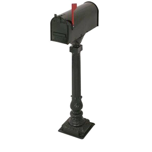 Postal Products Unlimited Cleveland 50 in. Aluminum Black Mailbox and Post