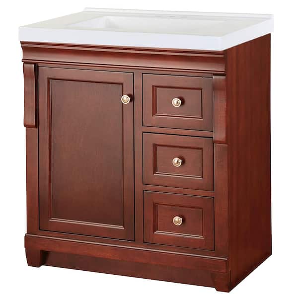 Home Decorators Collection Naples 31 in. Single Sink Tobacco Bath Vanity with White Cultured Marble Top (Assembled)