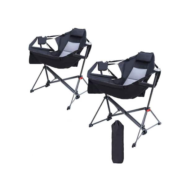 Portable Hammock Camping Chair, Swing Chair, Lightweight Rocking Chair with Cupholder, Pocket and Carry Bag (Set of 2)