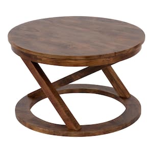 Aja 26.00 in. D Walnut Brown 16.00 in. H Round Wood Coffee Table