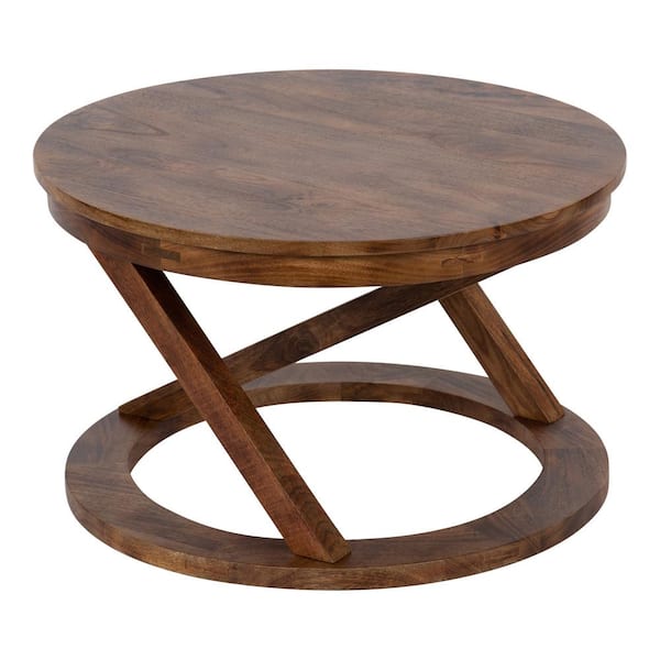 Kate and Laurel Aja 26.00 in. D Walnut Brown 16.00 in. H Round Wood Coffee Table