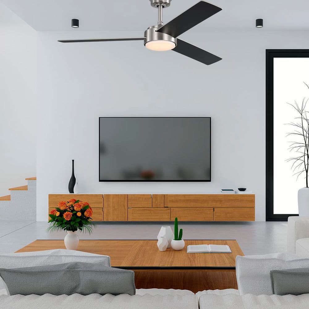 Cornwall 52 in. Brushed Nickel Downrod Standard Ceiling Fan with 3-Blades, White Adjustable LED, DC Motor, and Remote price history on PriceWatchPro