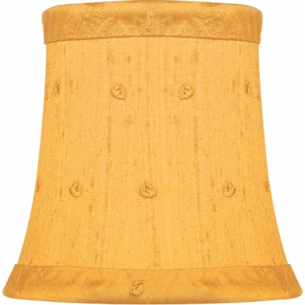 Finishing Touch Stretch Bell Butterscotch Dupione Silk Chandelier Shade with Embroidered French Knots