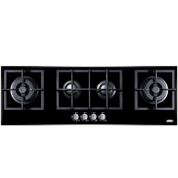 Summit Appliance 43 in. Gas-on-Glass Gas Cooktop in Black with 4 Burners