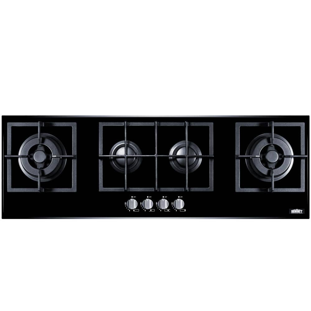 Summit 43'' Black Tempered Glass 4-Burner Gas Cooktop