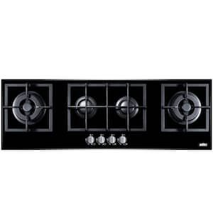 43 in. Gas-on-Glass Gas Cooktop in Black with 4 Burners