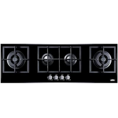 43 in. Gas-on-Glass Gas Cooktop in Black with 4 Burners