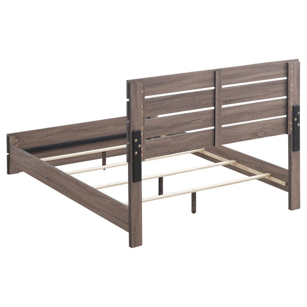 Barrel Oak Queen Panel Bed with Storage Drawers