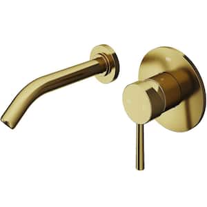 Olus Single Handle Wall Mount Bathroom Faucet in Matte Brushed Gold