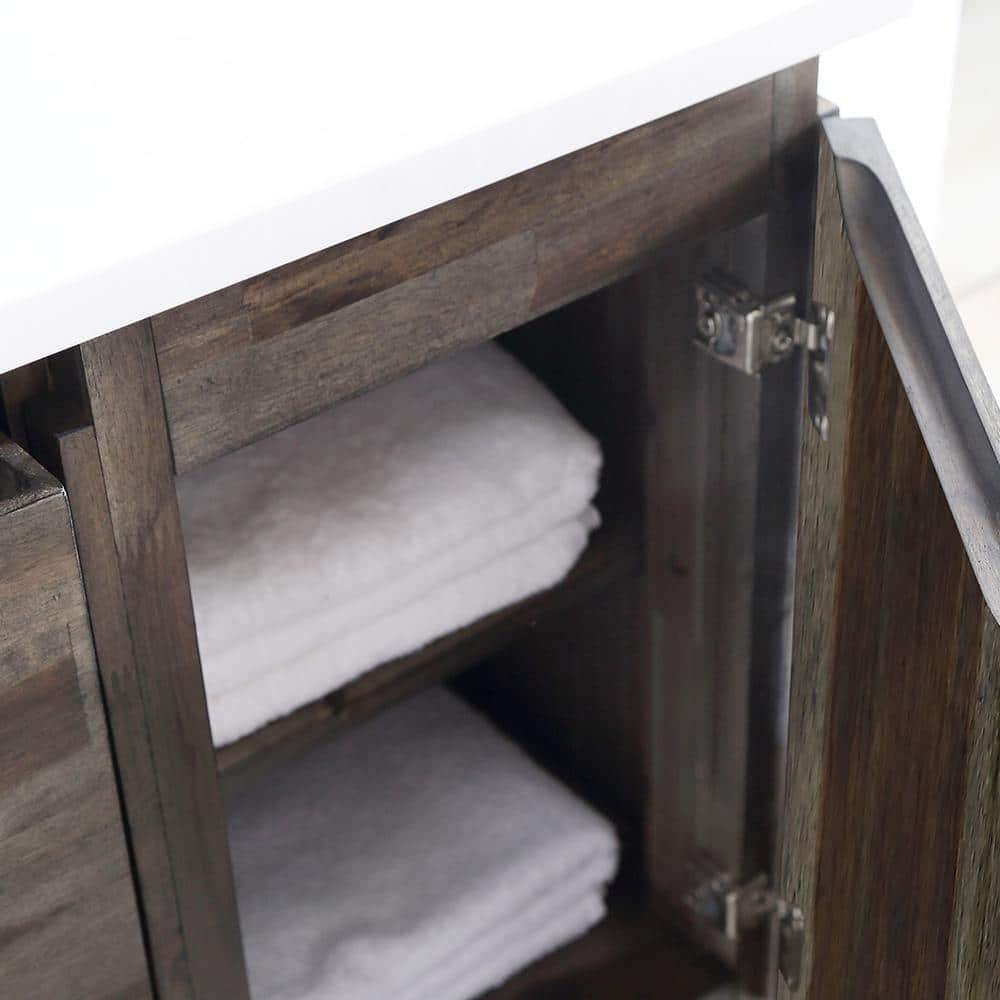 Formosa 54" Acacia Wood Vanity with White Quartz Top and Mirror