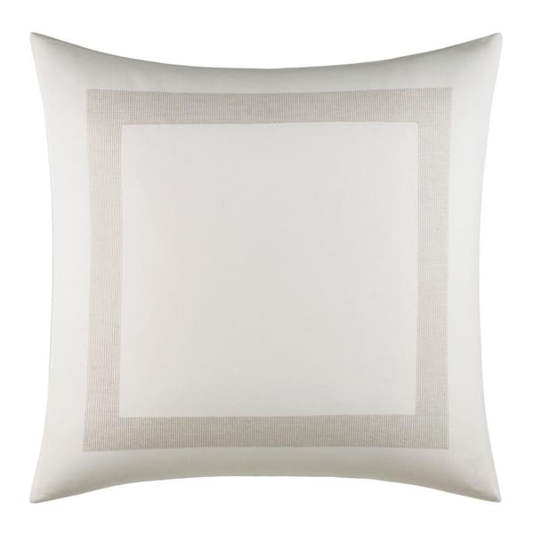 VERA WANG Pucker Grid 1-Piece White Cotton Blend European Sham 26 in. x 26 in.