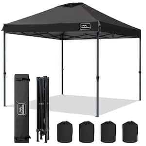 10 ft. x 10 ft. Black Instant Pop Up Canopy Tent with Adjustable Height and 4 Sand Bags