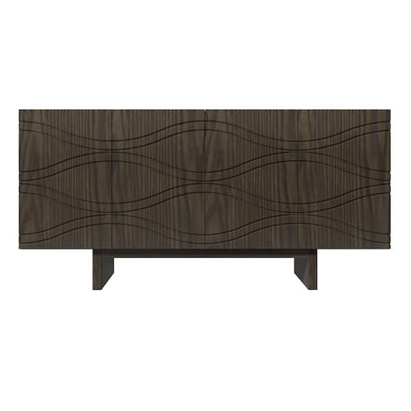 Clihome Brown 4-door accent cabinet 63-in W x 30.7-in H Mdf Brown Freestanding Utility Storage Cabinet