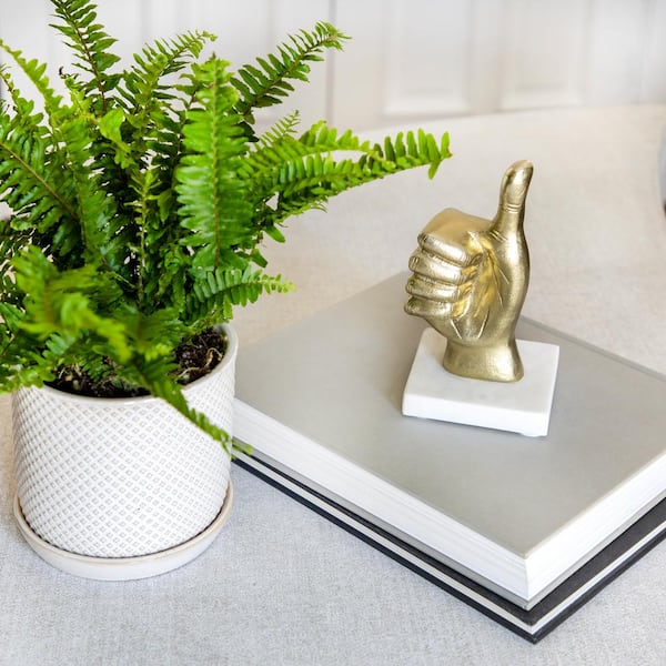 Liv & Skye Gold 4 in. x 8 in. Metal Thumbs Up Sculpture