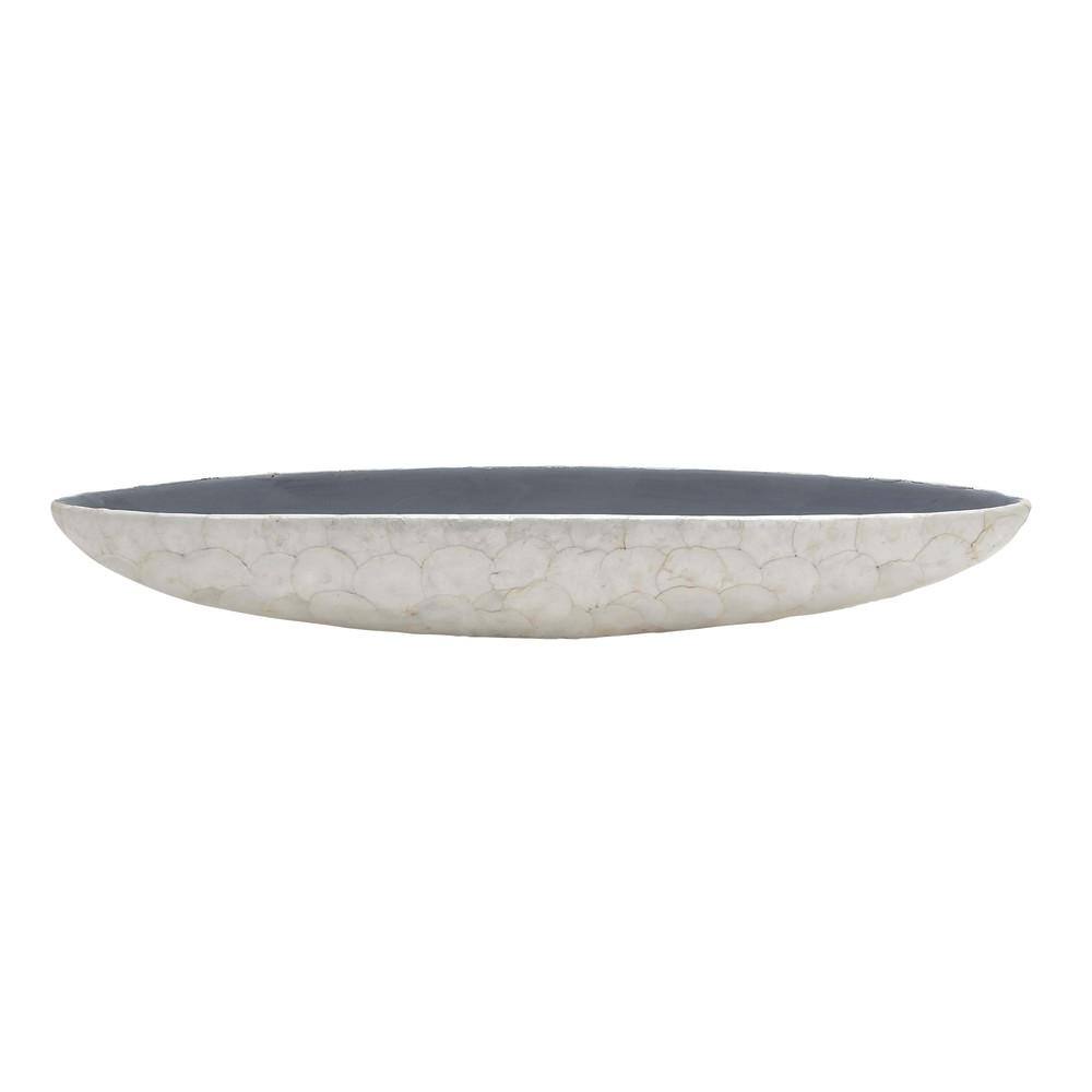 White Oval Resin Decorative Bowl with Capiz Shell