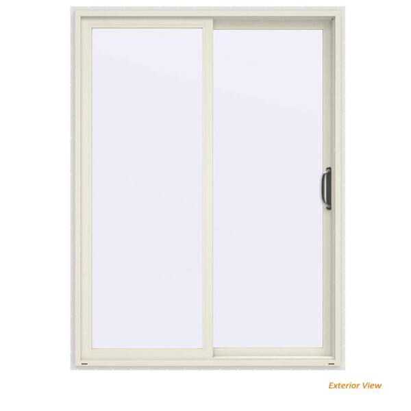 JELD-WEN 60 in. x 80 in. V-4500 Contemporary Vanilla Painted Vinyl Right-Hand Full Lite Sliding Patio Door w/White Interior