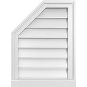 18 in. x 24 in. Octagonal Surface Mount PVC Gable Vent: Decorative with Brickmould Sill Frame